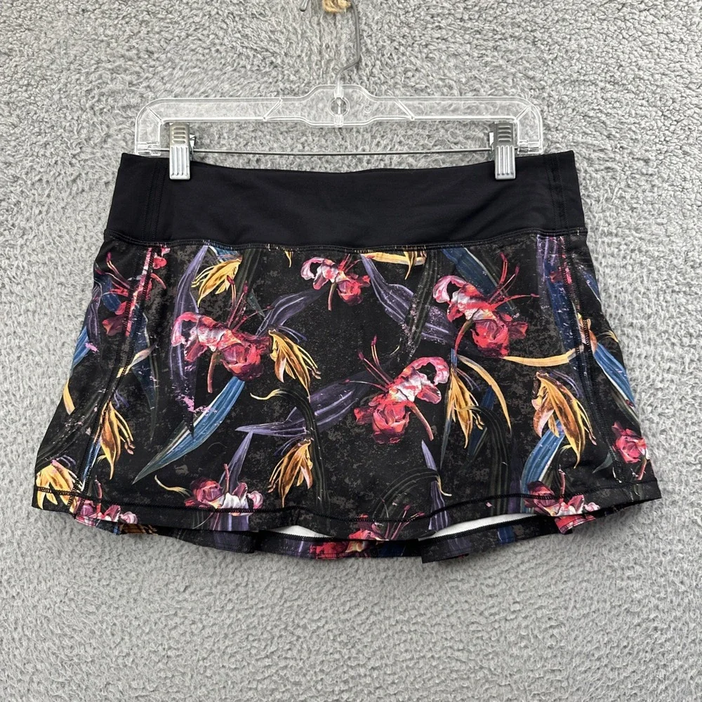 Lululemon‎ Pace Rival Mid Rise Skirt Skort Veiled Floral Athletic Tennis Women 8